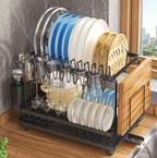 ¿Tu cocina vive en desorden? Ordena, seca y aprovecha cada espacio con el Escurridor Multifuncional Doble Nivel™.