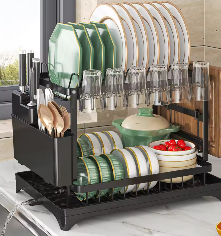 ¿Tu cocina vive en desorden? Ordena, seca y aprovecha cada espacio con el Escurridor Multifuncional Doble Nivel™.