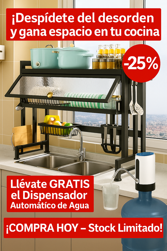 🔥 ¡Transforma tu cocina AHORA! Escurridor Alta Capacidad DryRack + Dispensador Automático de Agua GRATIS – ¡Solo Hoy, Aprovecha el Regalo Exclusivo!🔥